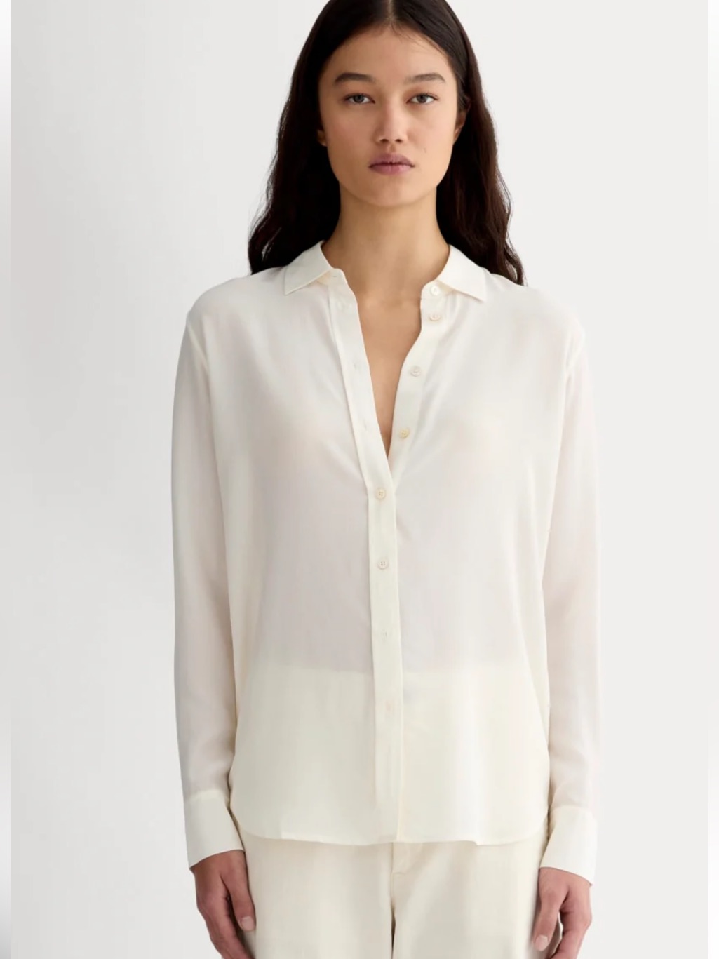 Everlane Women’s Cream Silk Blouse Button Down Long Sleeve. 10